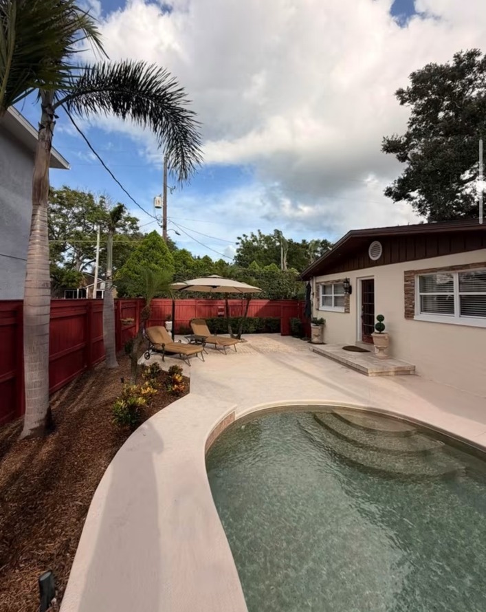 Poolside landscaping